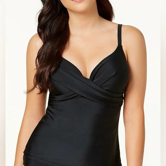 Island escape black push up tankini top - Picture 1 of 5